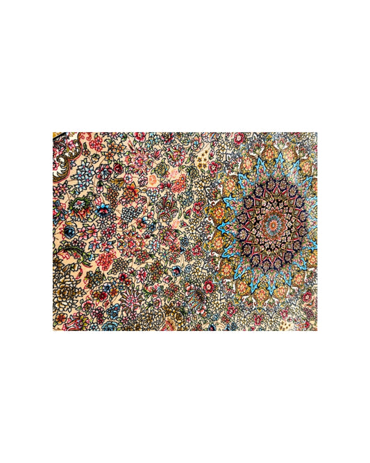 Alfombra persa Kashan Éternité – Medallón floral, seda pura