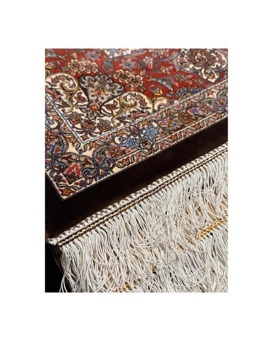 Alfombra persa Kashan Éternité – Medallón ornamentado, seda pura