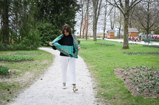 Écharpe cachemire Luxe Vert réversible