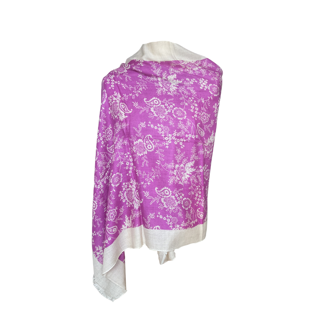 Aishiteru – Écharpe en Cachemire Imprimée Dahlia – Grâce Florissante