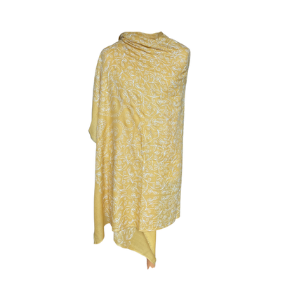 Aishiteru – Écharpe en Cachemire Brodée Marilise – Harmonie Dorée en Fleurs