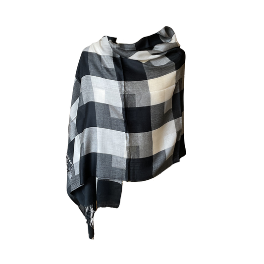 Aishiteru Noire Harmony Silk Shawl – Timeless Balance