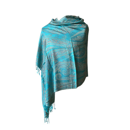 Châle en soie Aishiteru Celis – Turquoise océan
