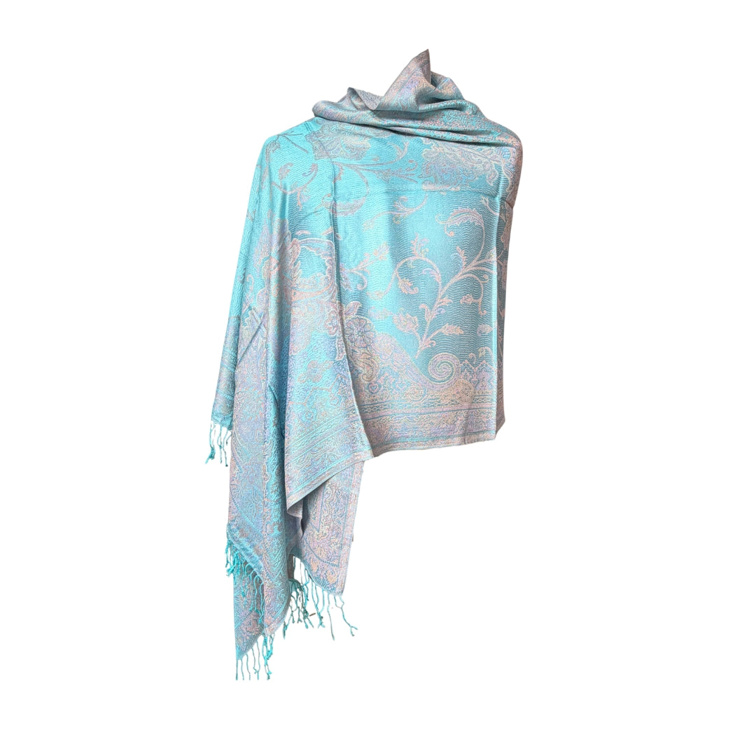 Aishiteru Aquarelle Seidenschal – Azurblüte