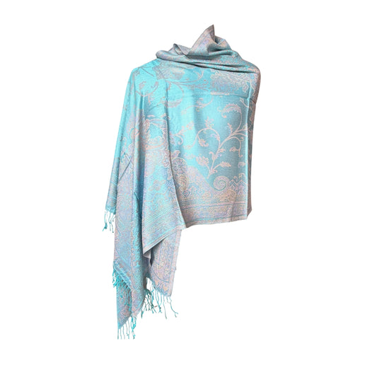 Aishiteru Aquarelle Seidenschal – Azurblüte