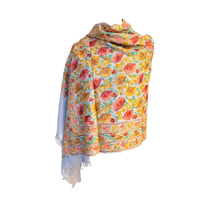 Aishiteru Altheya – Châle en laine brodé, prairie dorée