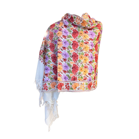 Aishiteru Valenya Bestickter Wollschal – Wildblumen-Harmonie