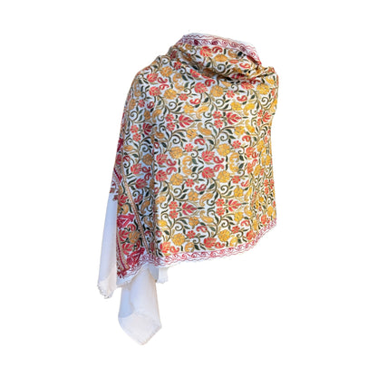 Aishiteru Orivelle Embroidered Wool Shawl – Heritage Bloom
