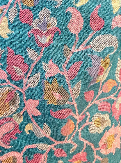 Aishiteru Anira Kani – Châle en cachemire tissé Kani, jardin turquoise