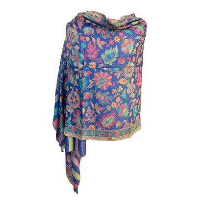Aishiteru Elvéra Kani – Châle en cachemire tissé Kani, floraison de minuit