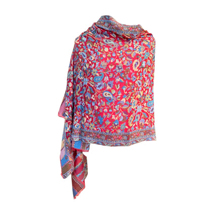 Aishiteru Kalyra Kani – Châle en cachemire tissé Kani, héritage cramoisi