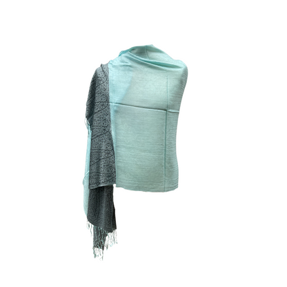 Châle Aishiteru Aqua en soie – Élégance Aqua