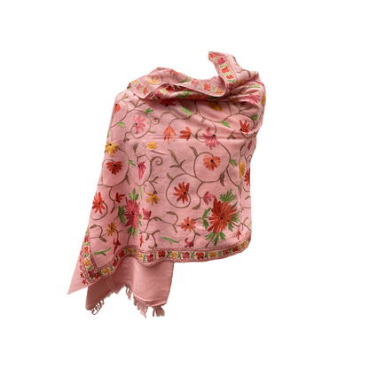 Châle en laine brodé Aishiteru Rosalia – Élégance florale artisanale