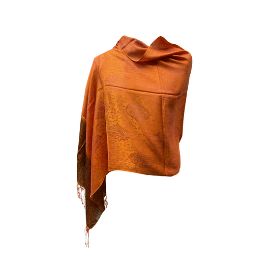 Châle en soie Aishiteru Sienna – Élégance éclatante en orange brûlé