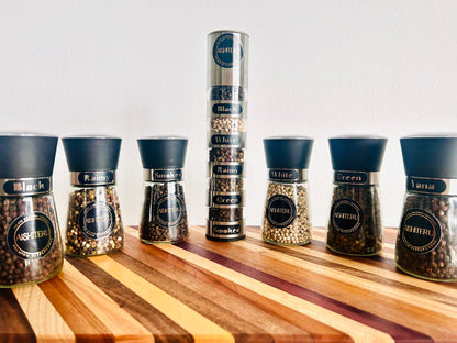 Poivrier de dégustation - Poivre noir, blanc, vert, fumé & mixte