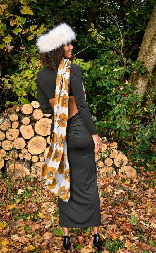 Yellow Bloom Printed Cashmere