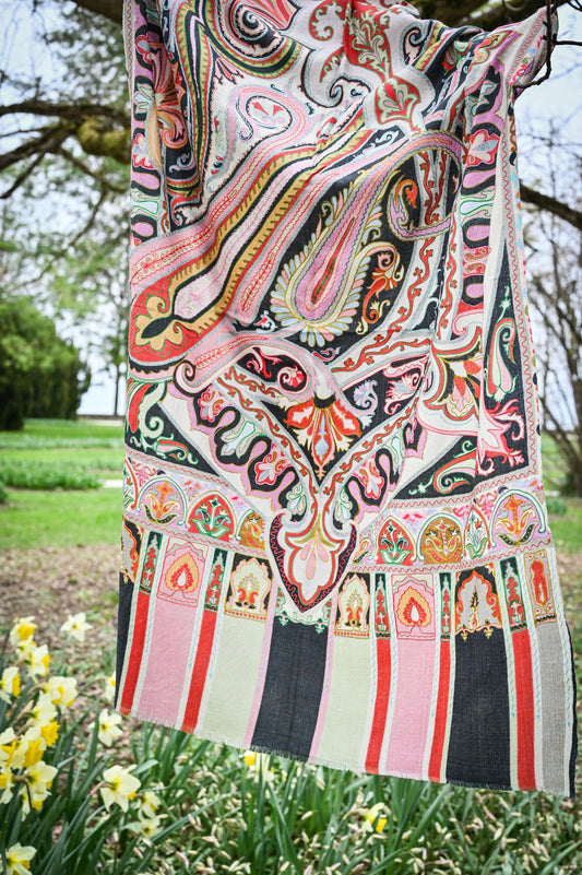 Embroidered Cashmere Black Eternal Garden