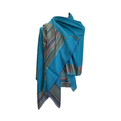 Châle en cachemire Amara Kani – Symphonie Turquoise