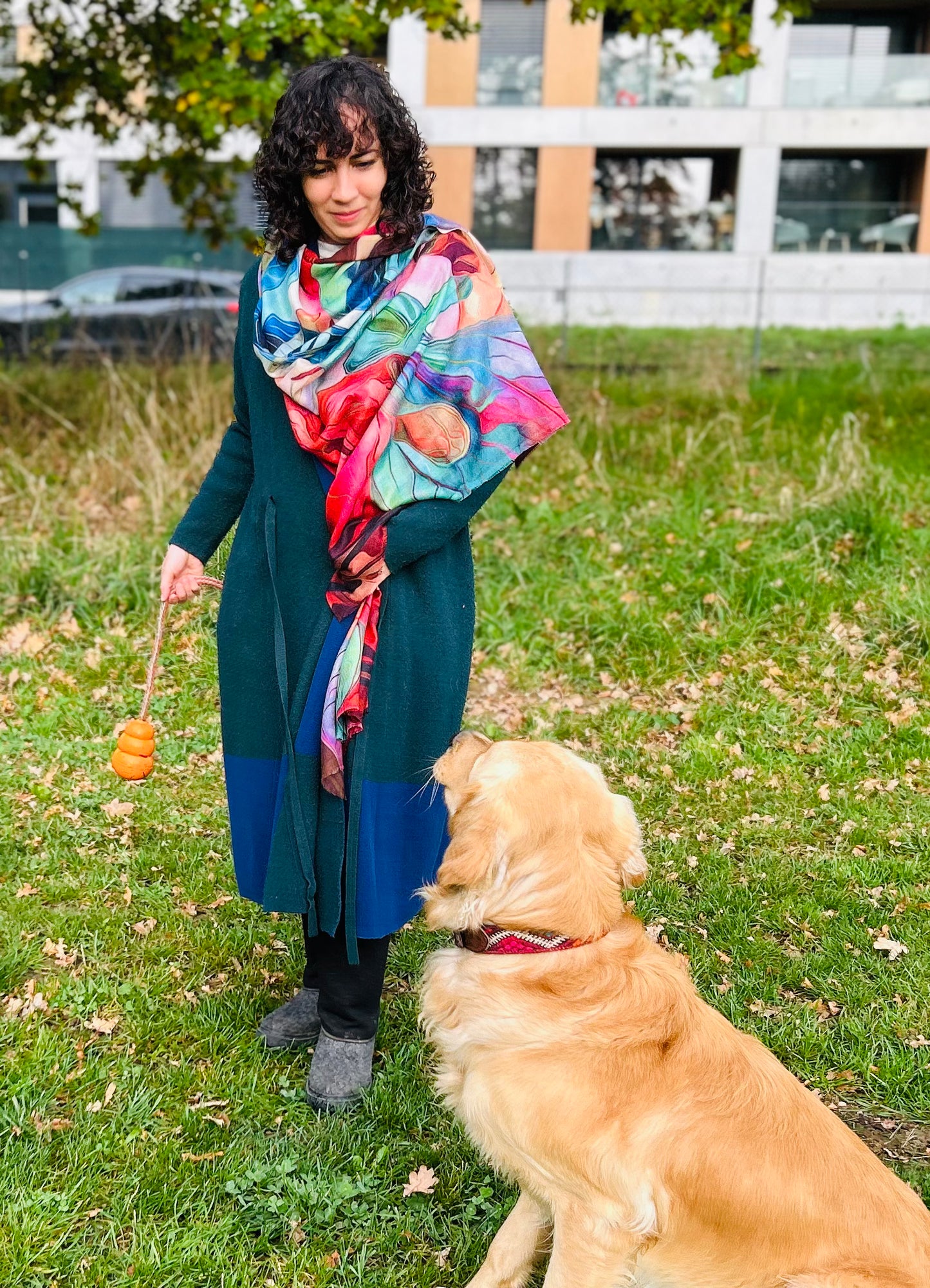 Radiant Bloom Printed Cashmere Scarf