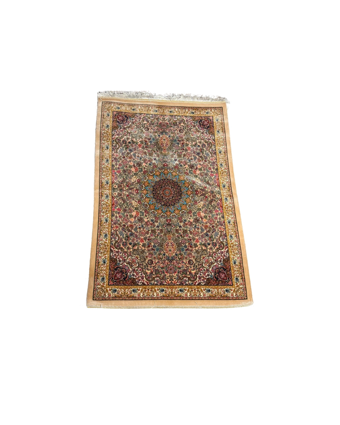 Persischer Teppich Kashan Éternité – Florales Medaillon, reine Seide
