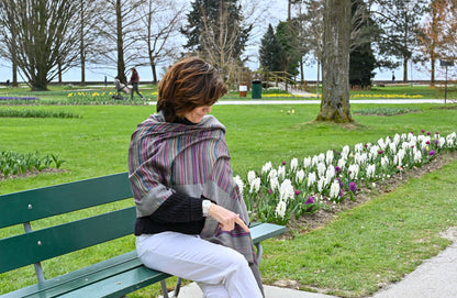 Écharpe en cachemire Luxe Gris réversible